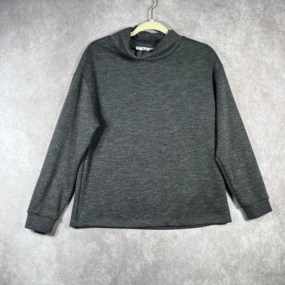 M Magaschoni Sweater Womens Medium Gray Knit Pullover Turtleneck Long Sleeve